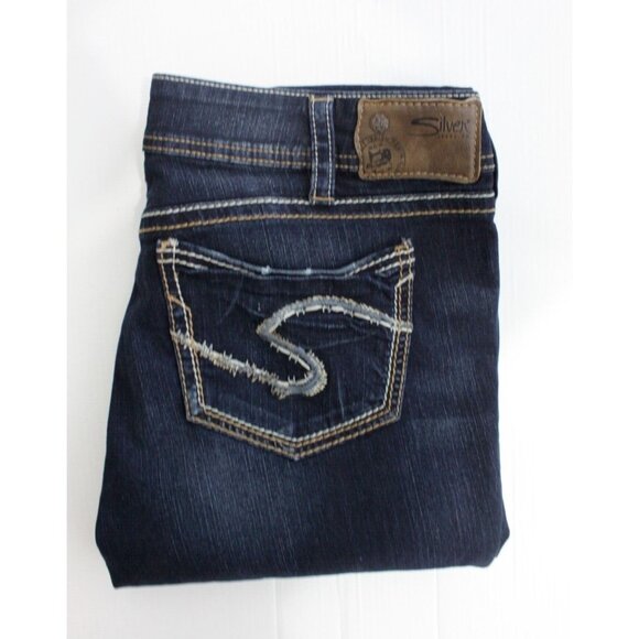 Silver Jeans Denim - Silver Women Jeans Suki Baby Bootcut Dark Wash Denim Blue Size 32x33